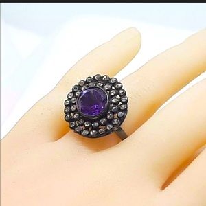 COPY - Antique Old Rose Cut Diamonds and Amethyst Ring
